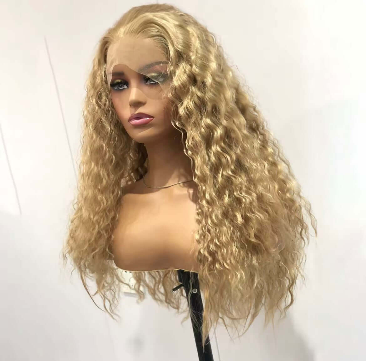 Ash Blonde Wig Long Blonde Curly Wig Synthetic Lace Front Wig Glueless Wigs Ready to Wear