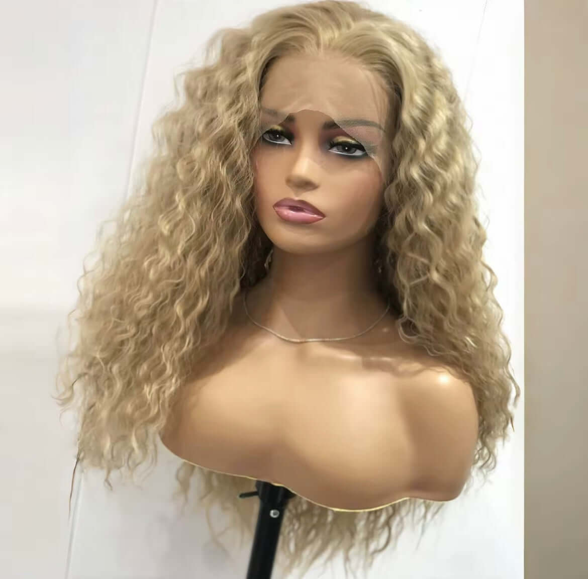 Ash Blonde Wig Long Blonde Curly Wig Synthetic Lace Front Wig Glueless Wigs Ready to Wear