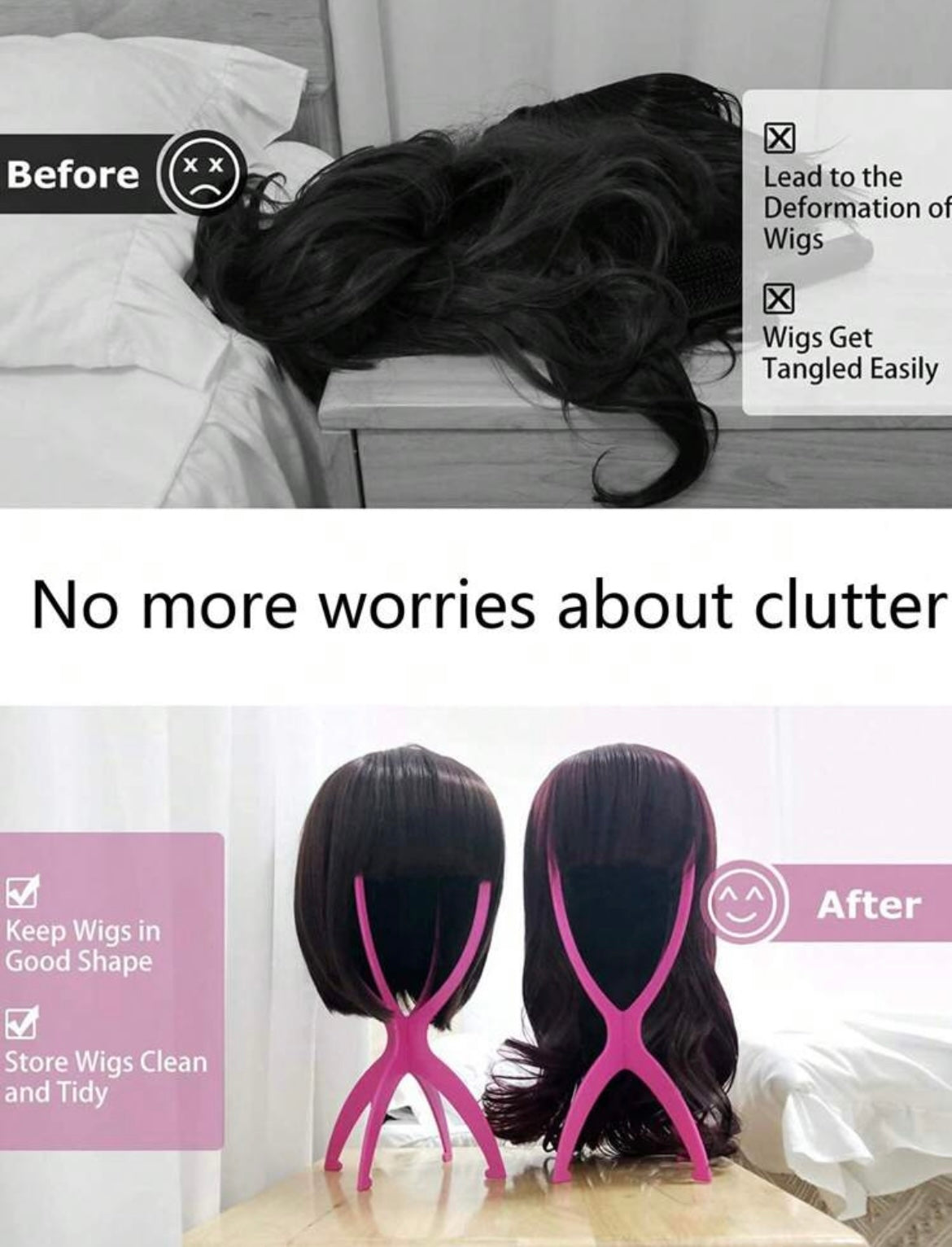 2PCS Wig Stand Portable Wig Stand Collapsible Wig Holder Wig