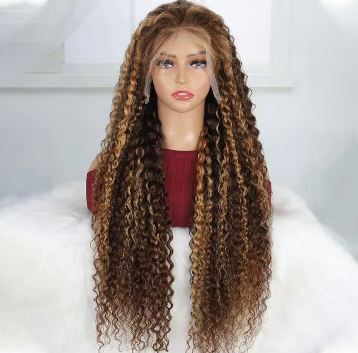 Honey Blonde Deep Wave Human Hair Wig – Lace Front & Glueless