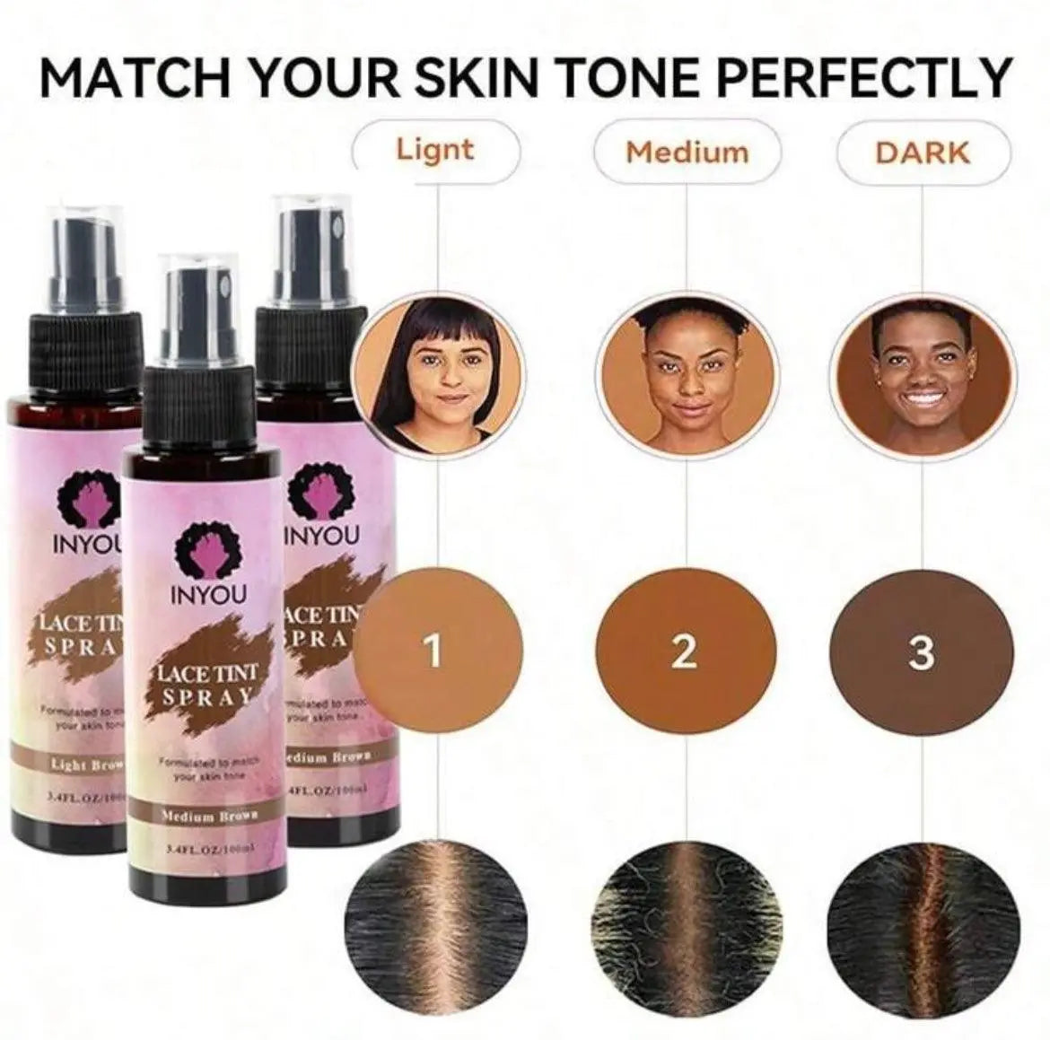 Lace Tint Spray For Wigs Waterproof Lace Tint Melting Mousse Spray Concealer For Lace Closure Front Wigs - Labelle Boutique Hair