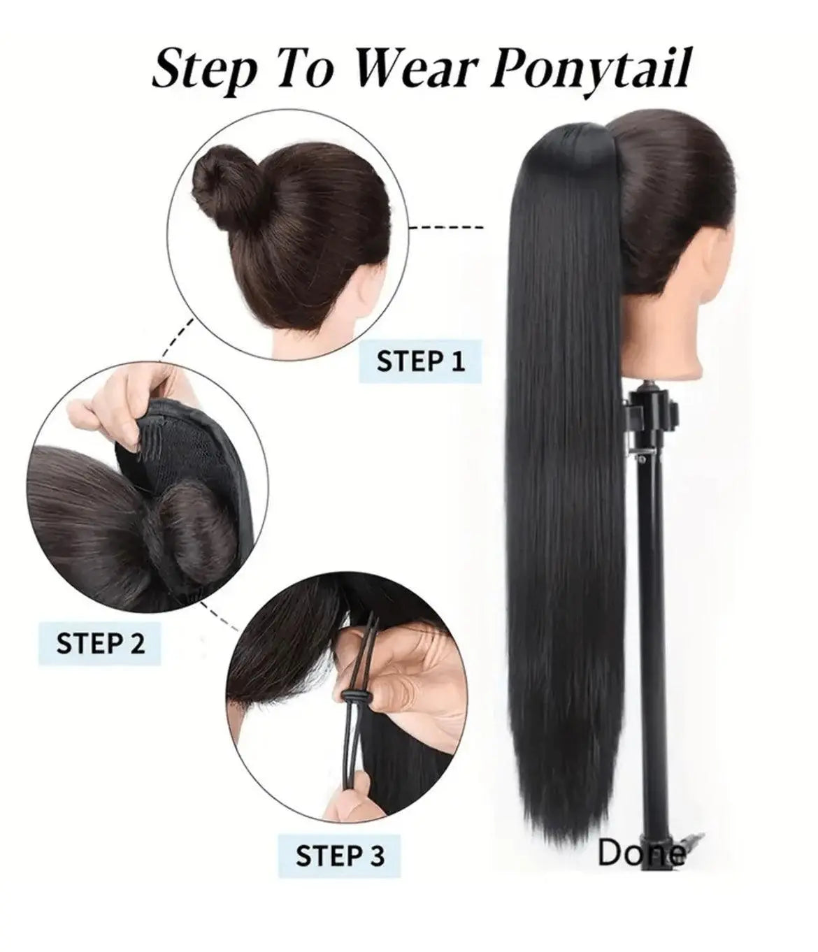 Blonde Ombre Ponytail Extension Long & Straight - High-Quality Synthetic Fiber - Labelle Boutique Hair