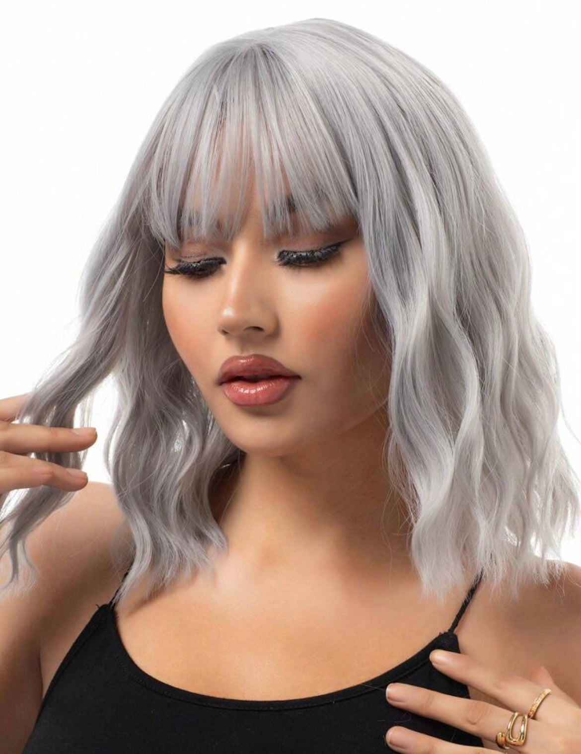 Color Synthetic Women's Wig With Medium Long Hair With Bangs For Everyday - Labelle Boutique Hair
