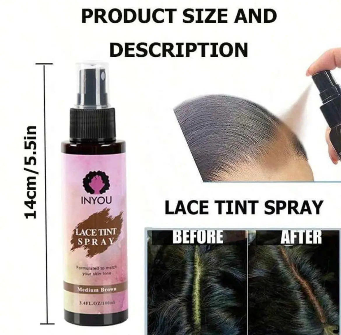 Lace Tint Spray For Wigs Waterproof Lace Tint Melting Mousse Spray Concealer For Lace Closure Front Wigs - Labelle Boutique Hair