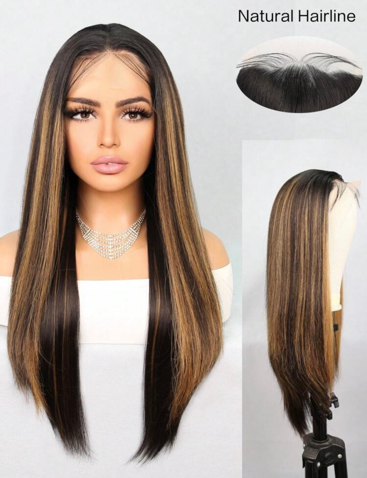 Long Straight With Baby Hair Heat Resistant Fiber Synthetic Hair for Daily Used