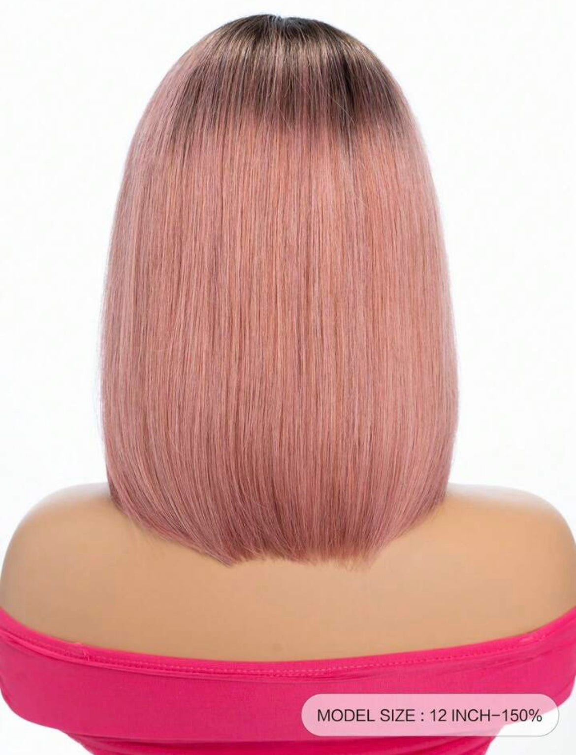 Pink Bob Wig Human Hair Lace Front Wig T Part Pink Ombre Straight