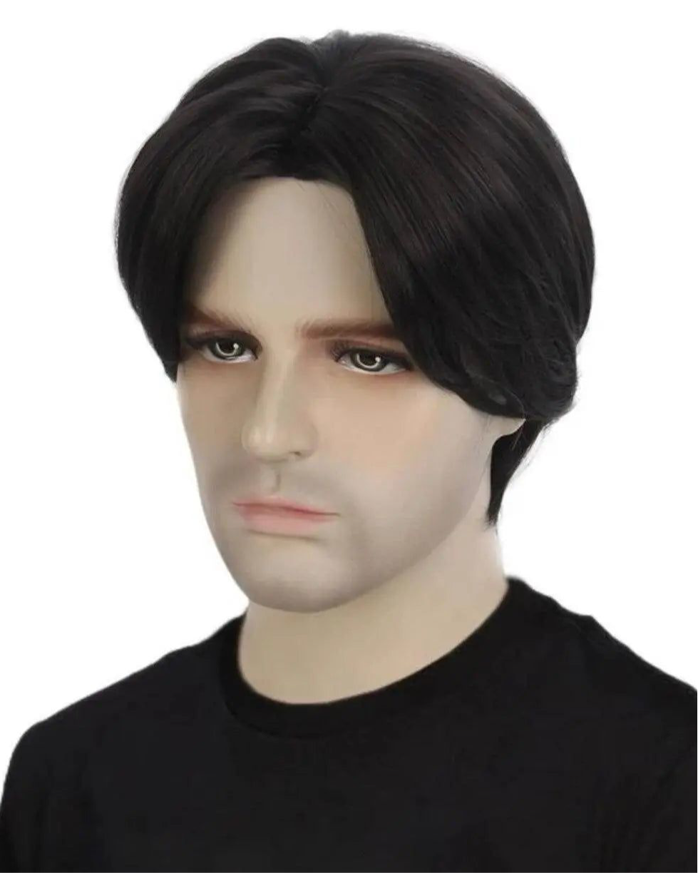 Black Middle Part Mens Wig Short Wig Straight Men's Wig Natural Synthetic