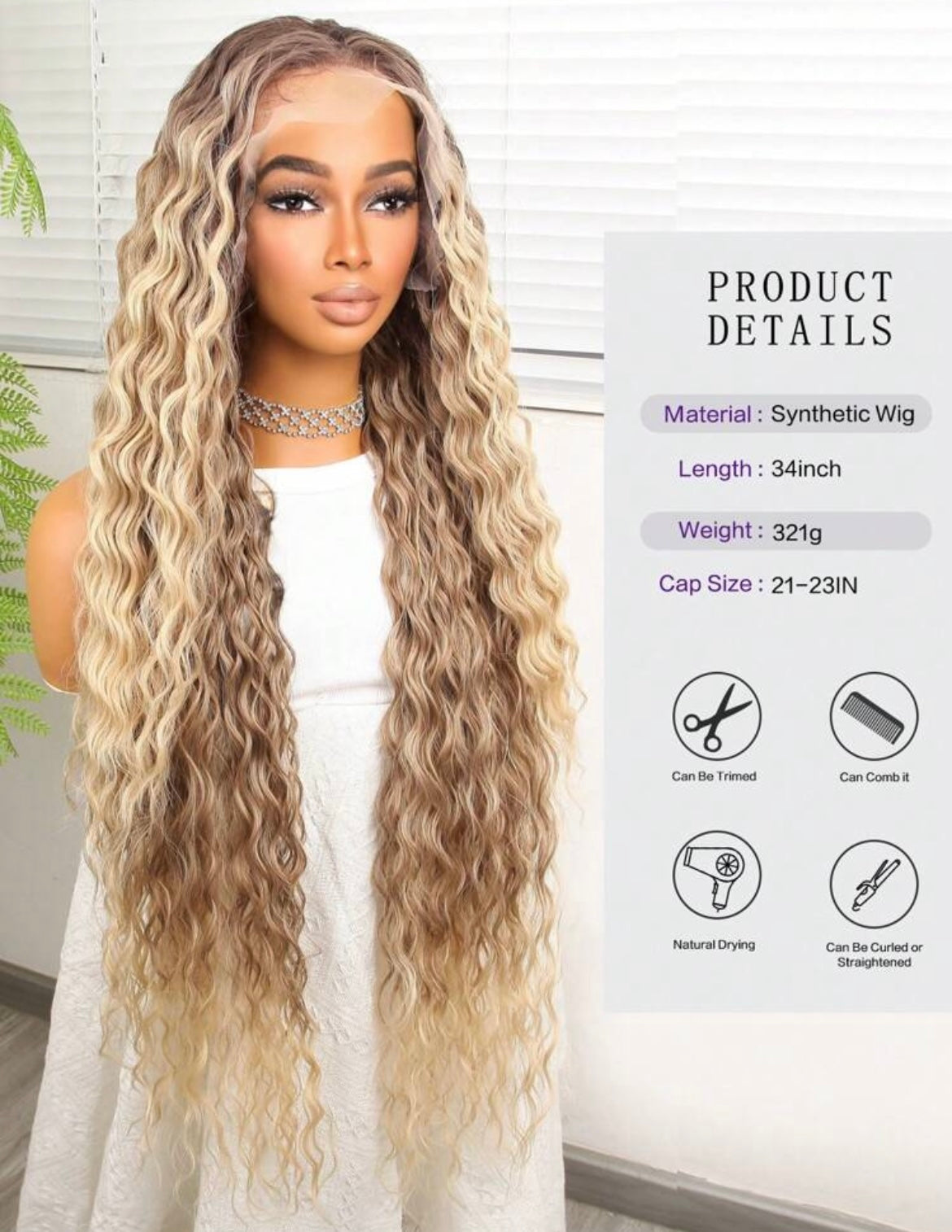 Synthetic Lace Front Wig Extra Long Curly Hair 34 Inches High Quality Wig Natural - Labelle Boutique Hair
