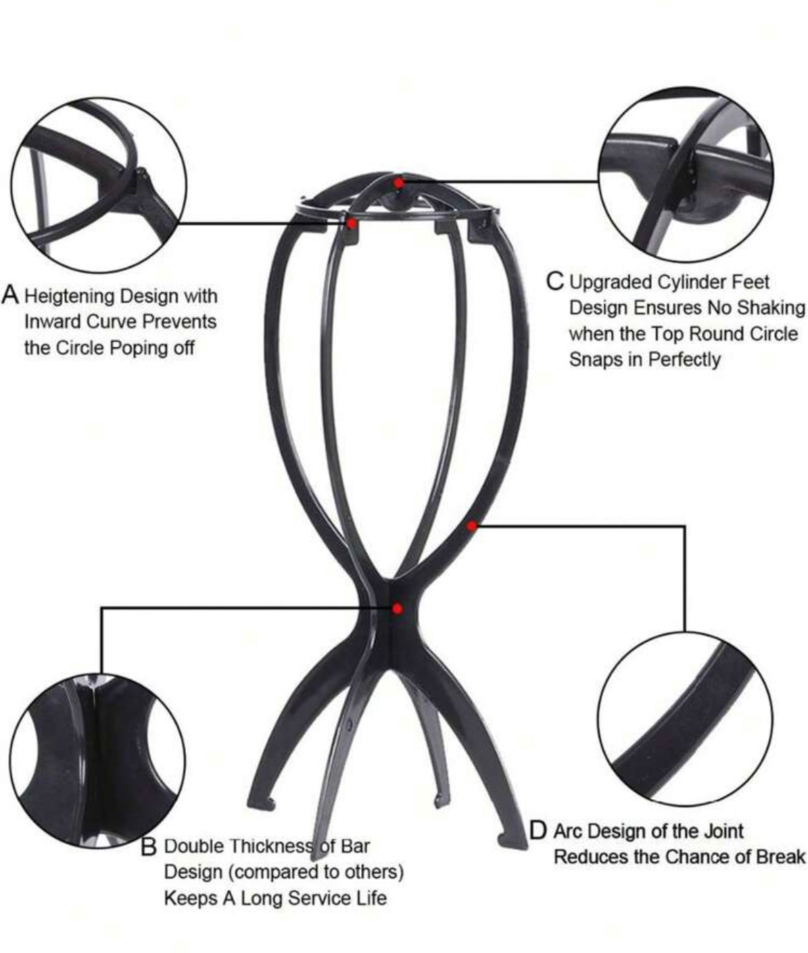 2PCS Wig Stand Portable Wig Stand Collapsible Wig Holder Wig