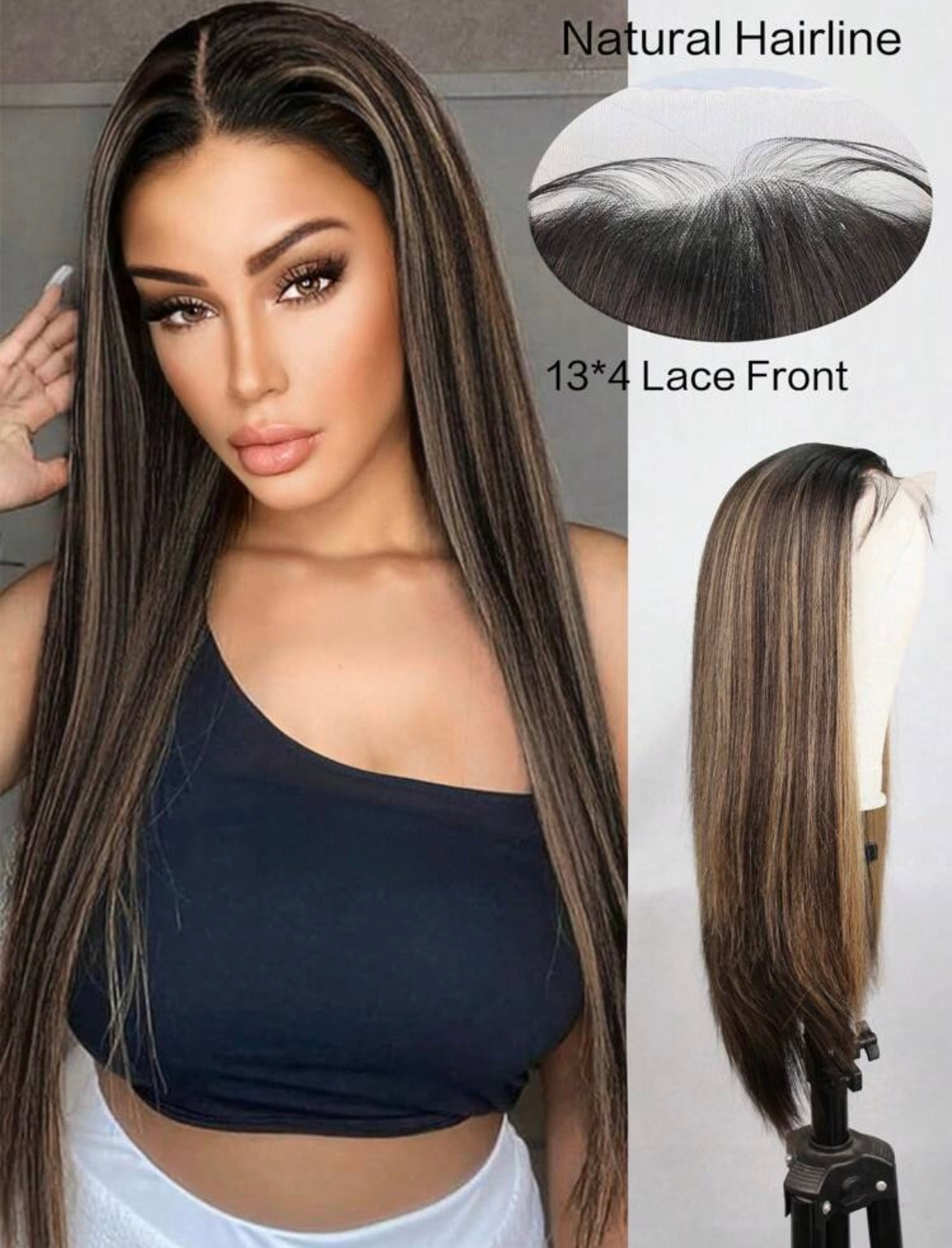 Long Straight With Baby Hair Heat Resistant Fiber Synthetic Hair for Daily Used