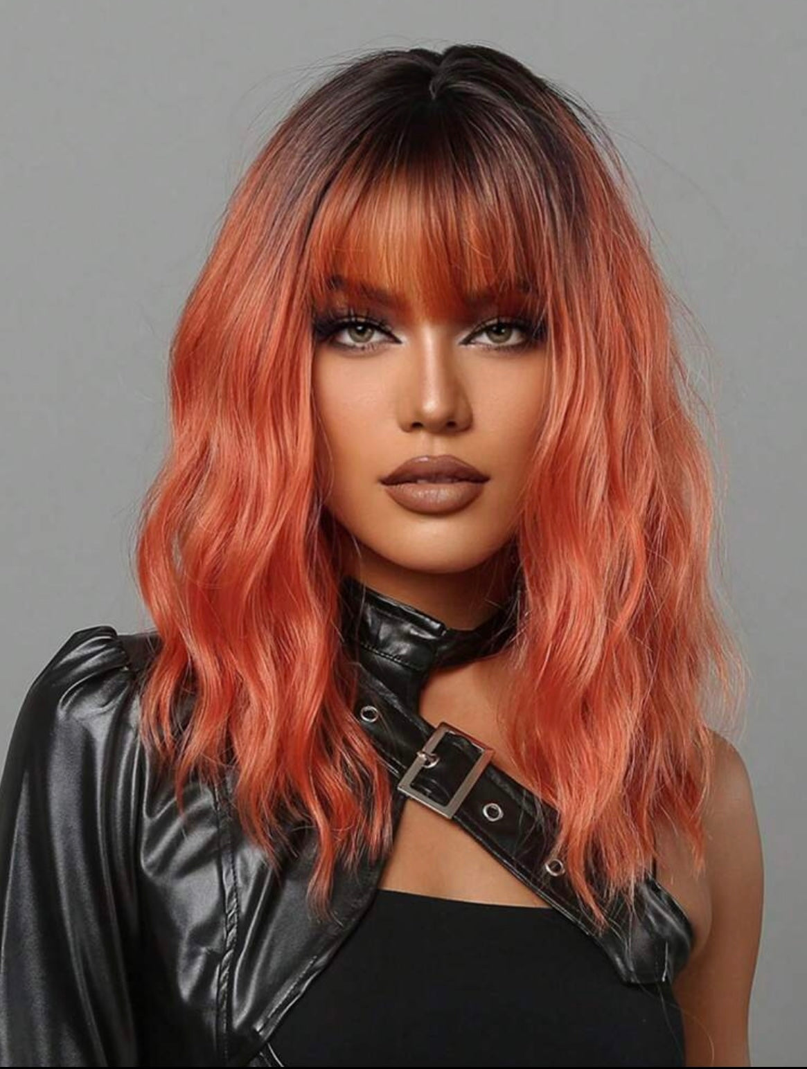 Ombre Orange Wigs Natural Synthetic Wigs with Bangs for Women Halloween Wigs - Labelle Boutique Hair