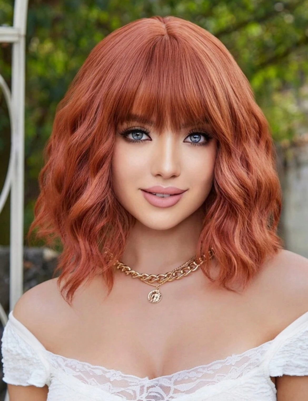 Wig Multi-Color (Orange ,Red)Wavy Wigs Beautiful Pretty Fashion Ladies Wigs Ombre Wigs For Women Short Curly Wigs With Bangs