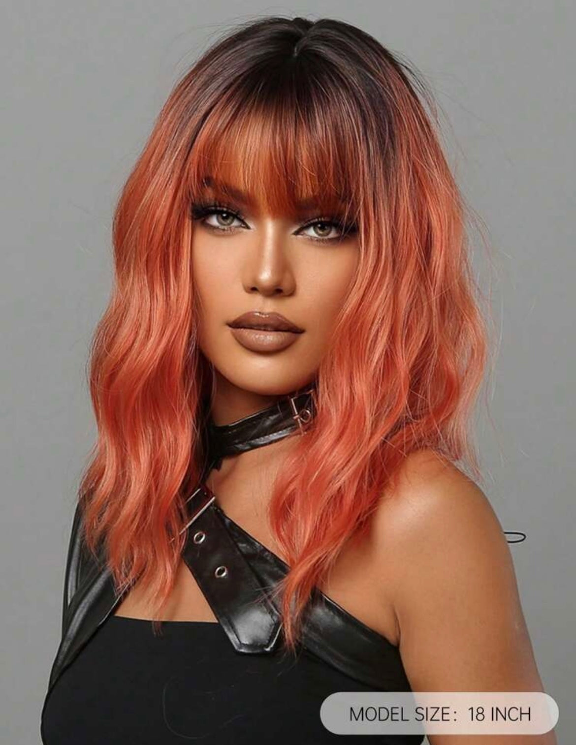 Ombre Orange Wigs Natural Synthetic Wigs with Bangs for Women Halloween Wigs - Labelle Boutique Hair