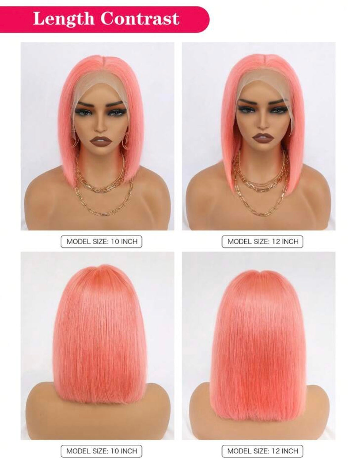 Pink Color Transparent Lace Straight Lace Frontal Wig Ear To Ear Lace Frontal Short Human Hair Bob