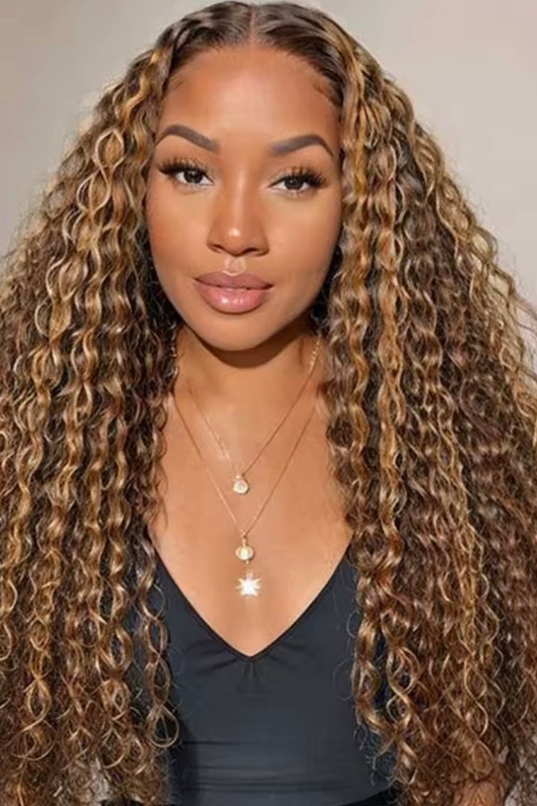 Honey Blonde Deep Wave Human Hair Wig – Lace Front & Glueless
