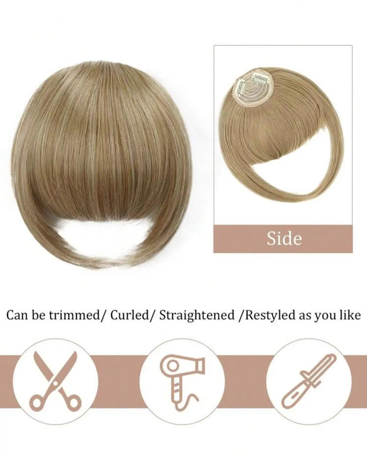Pony Hair Clip-in Fringe Hair Extensions Hair French Bangs Clip On Bangs Hair Fake Bangs Clip Natural Wigs Bangs Clip For Daily Wear(Blonde) - Labelle Boutique Hair