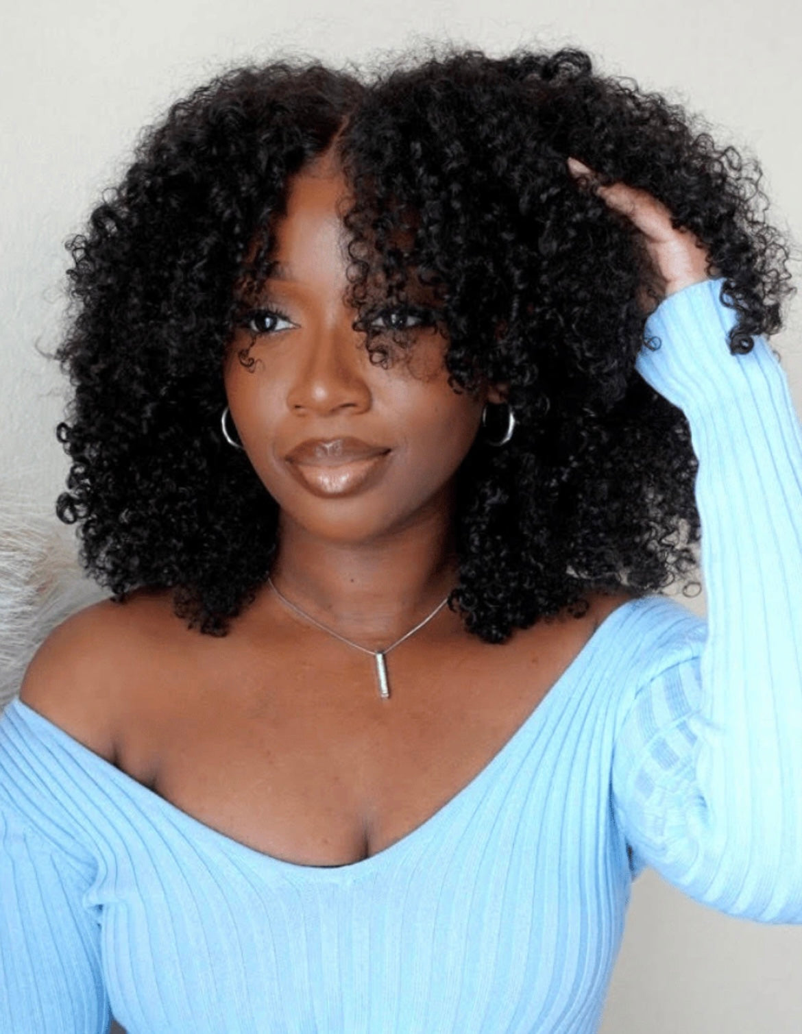 Full Lace Bob Curl Short Natural Curls with Deep Side Part