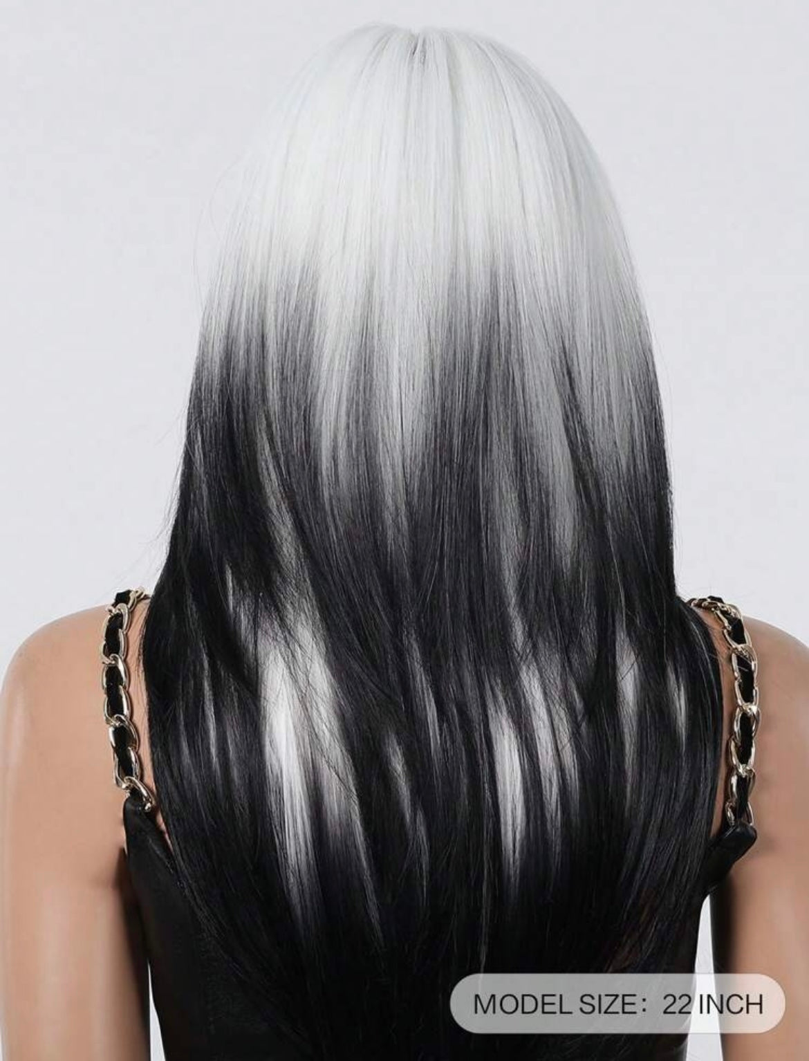 Black White Ombre Synthetic Wigs With Bangs Heat Resistant Wig