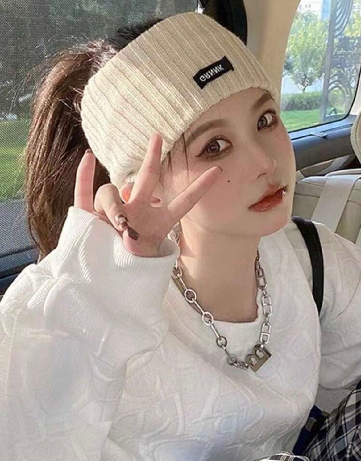 Ladies' Wide Brim Knitted Hat With Headband, Fashionable & Warm Earmuffs Beanie For Autumn & Winter Casual - Labelle Boutique Hair