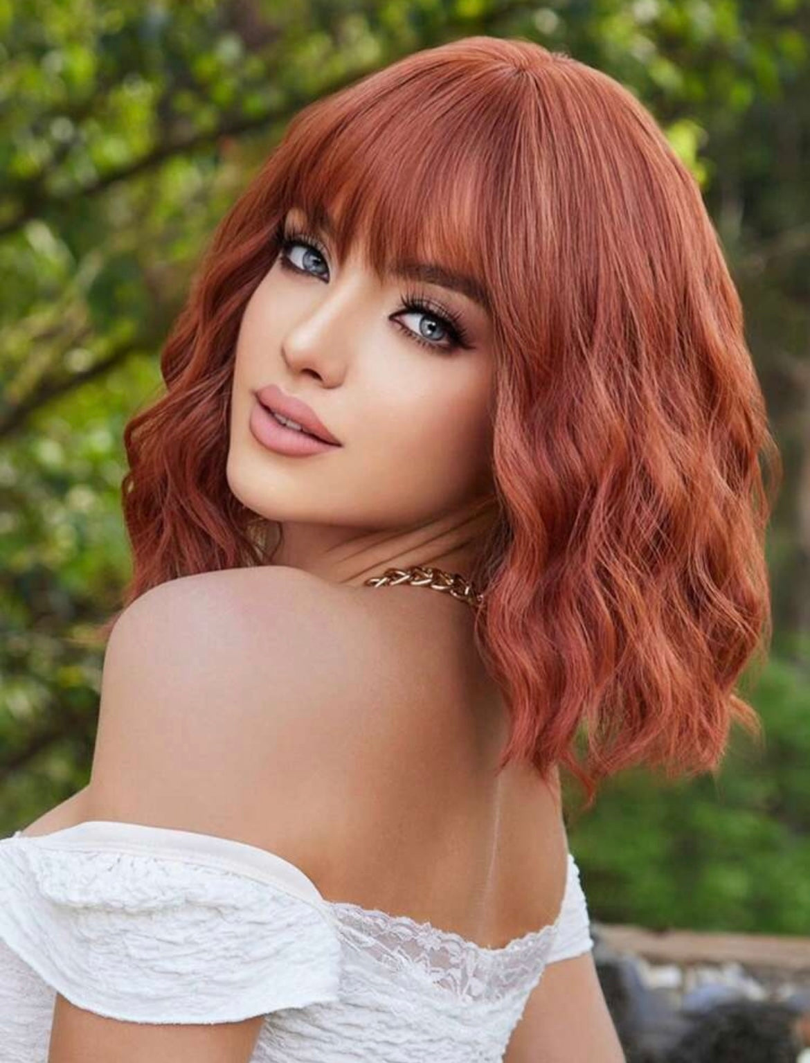 Wig Multi-Color (Orange ,Red)Wavy Wigs Beautiful Pretty Fashion Ladies Wigs Ombre Wigs For Women Short Curly Wigs With Bangs