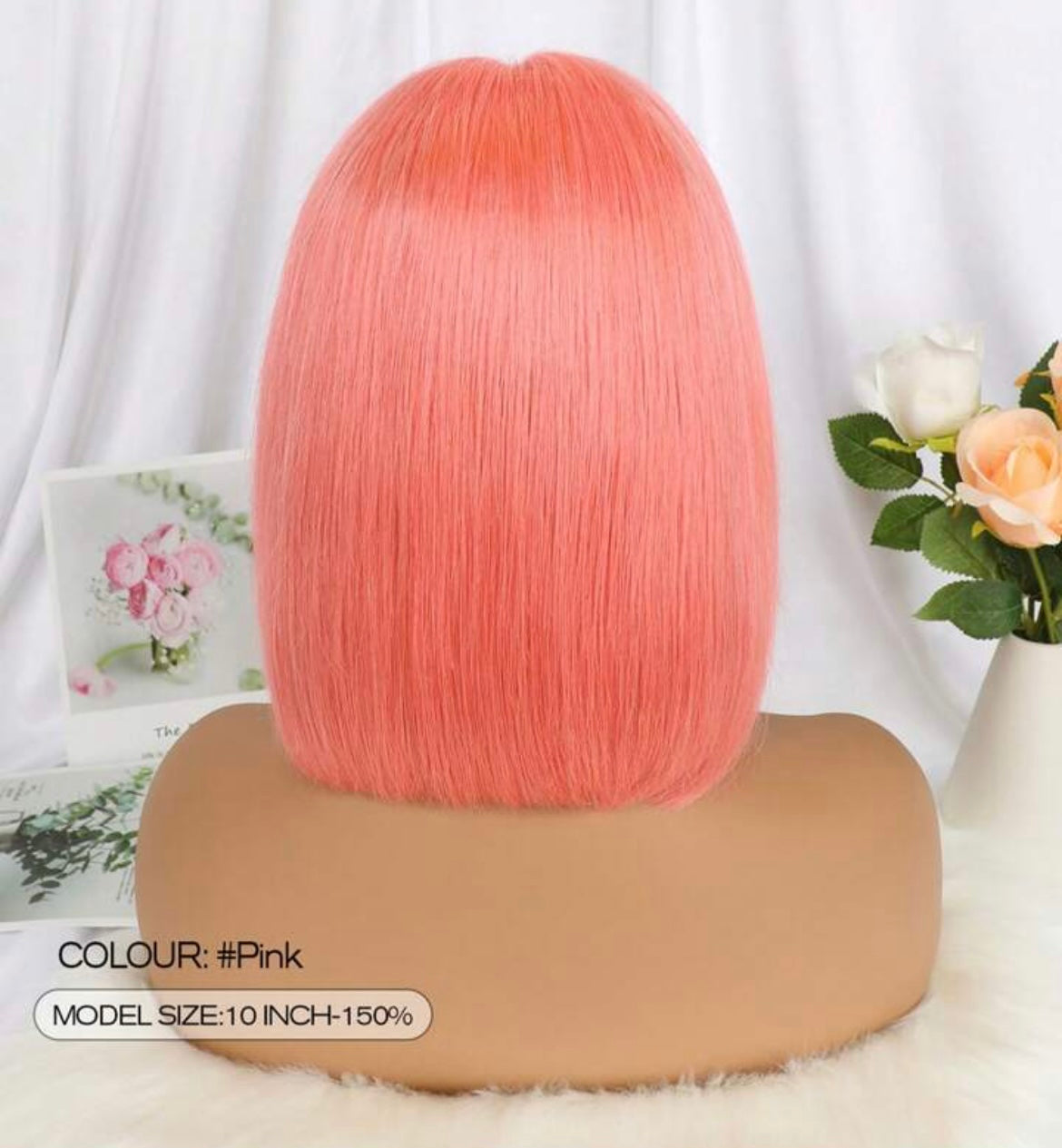 Pink Color Transparent Lace Straight Lace Frontal Wig Ear To Ear Lace Frontal Short Human Hair Bob