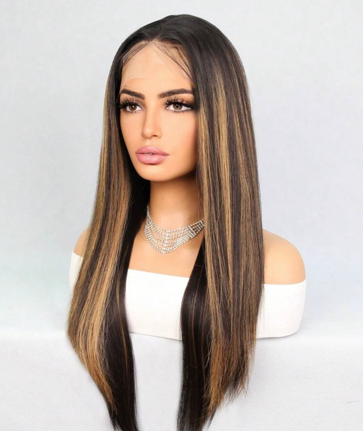 Long Straight With Baby Hair Heat Resistant Fiber Synthetic Hair for Daily Used