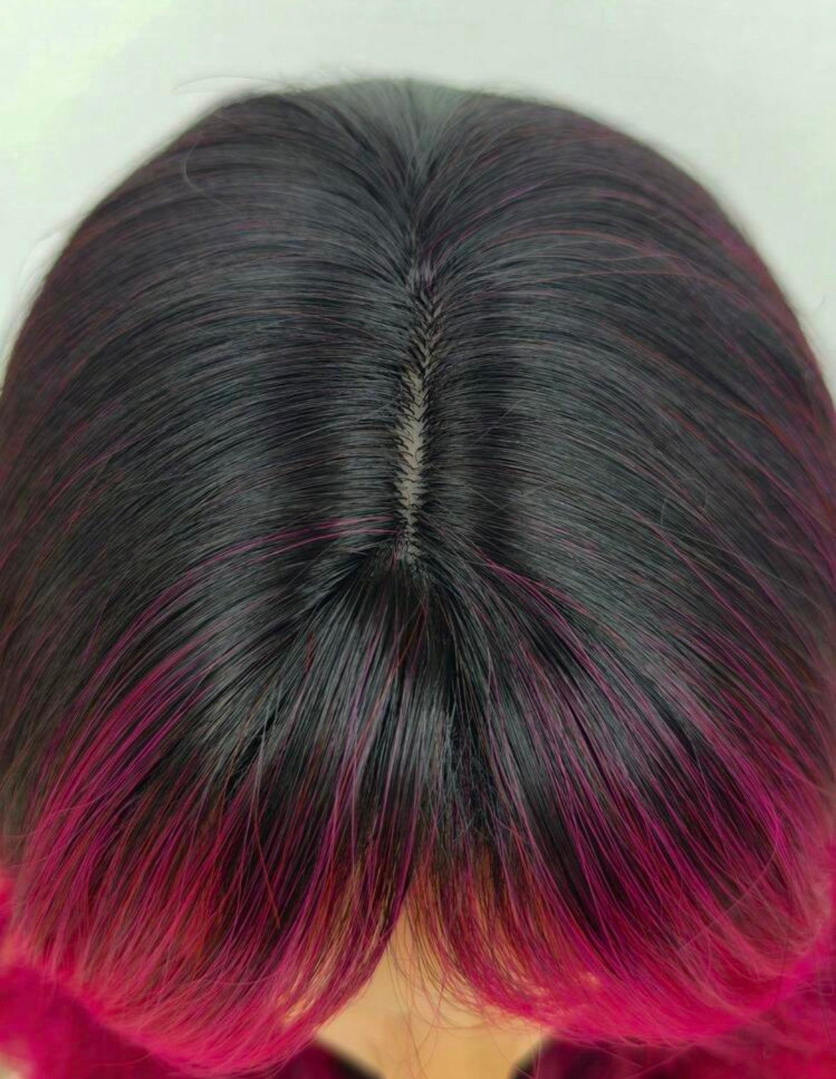 Ombre Wigs Water Wave Wigs With Bangs Rose Red Long Wavy Natural Wave Synthetic Wigs
