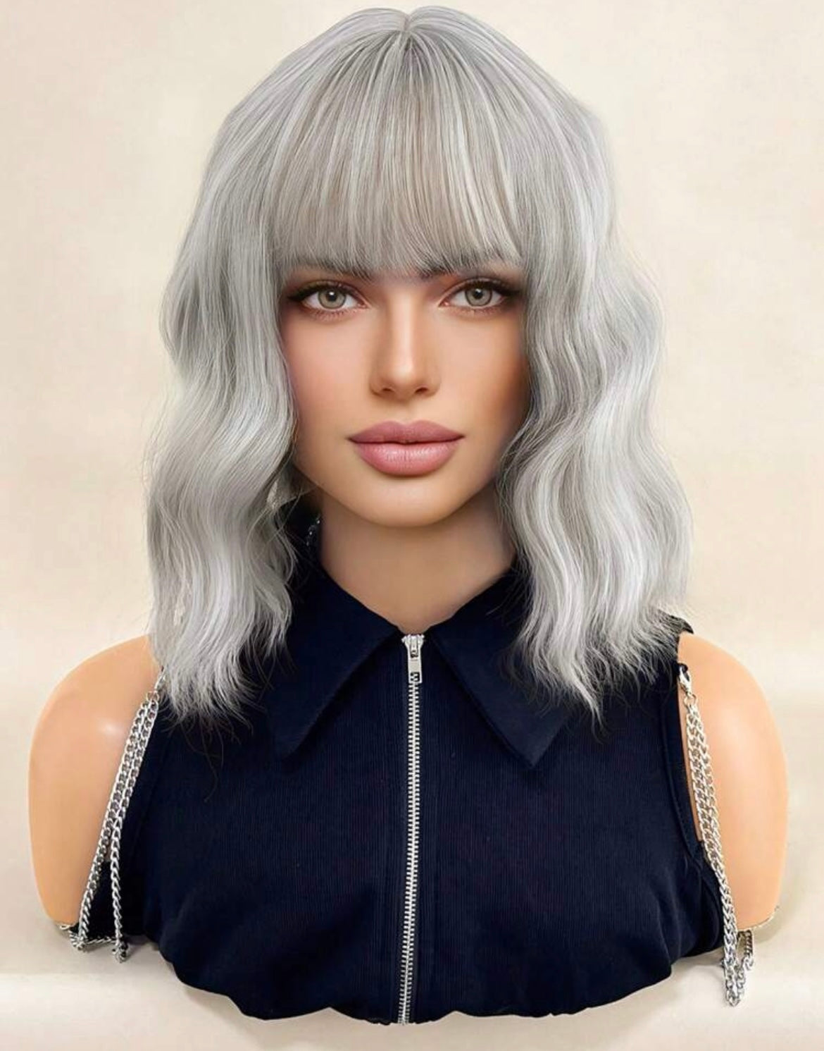 Color Synthetic Women's Wig With Medium Long Hair With Bangs For Everyday - Labelle Boutique Hair