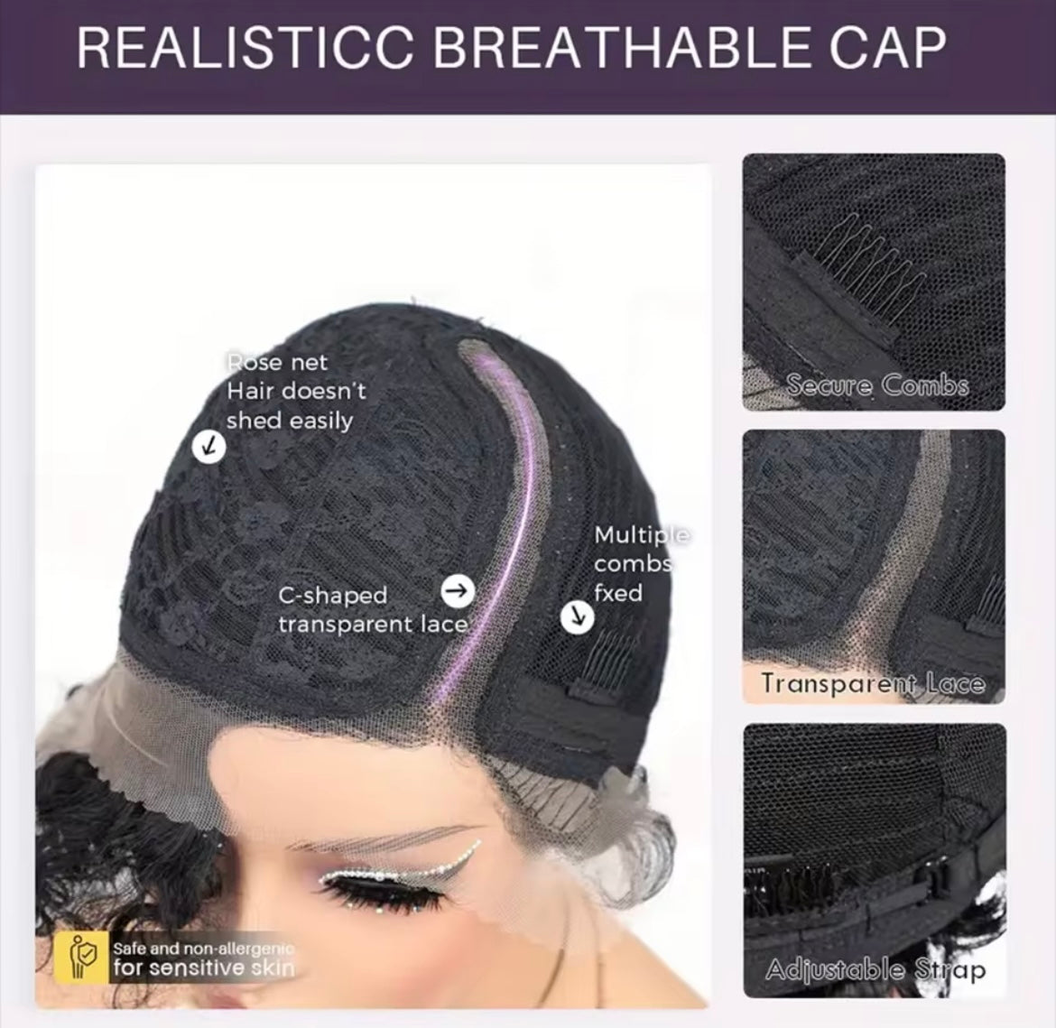 Ombre Brown Curly Wigs Kinky Curl Human Hair Bob Lace frontal Human Hair Wig