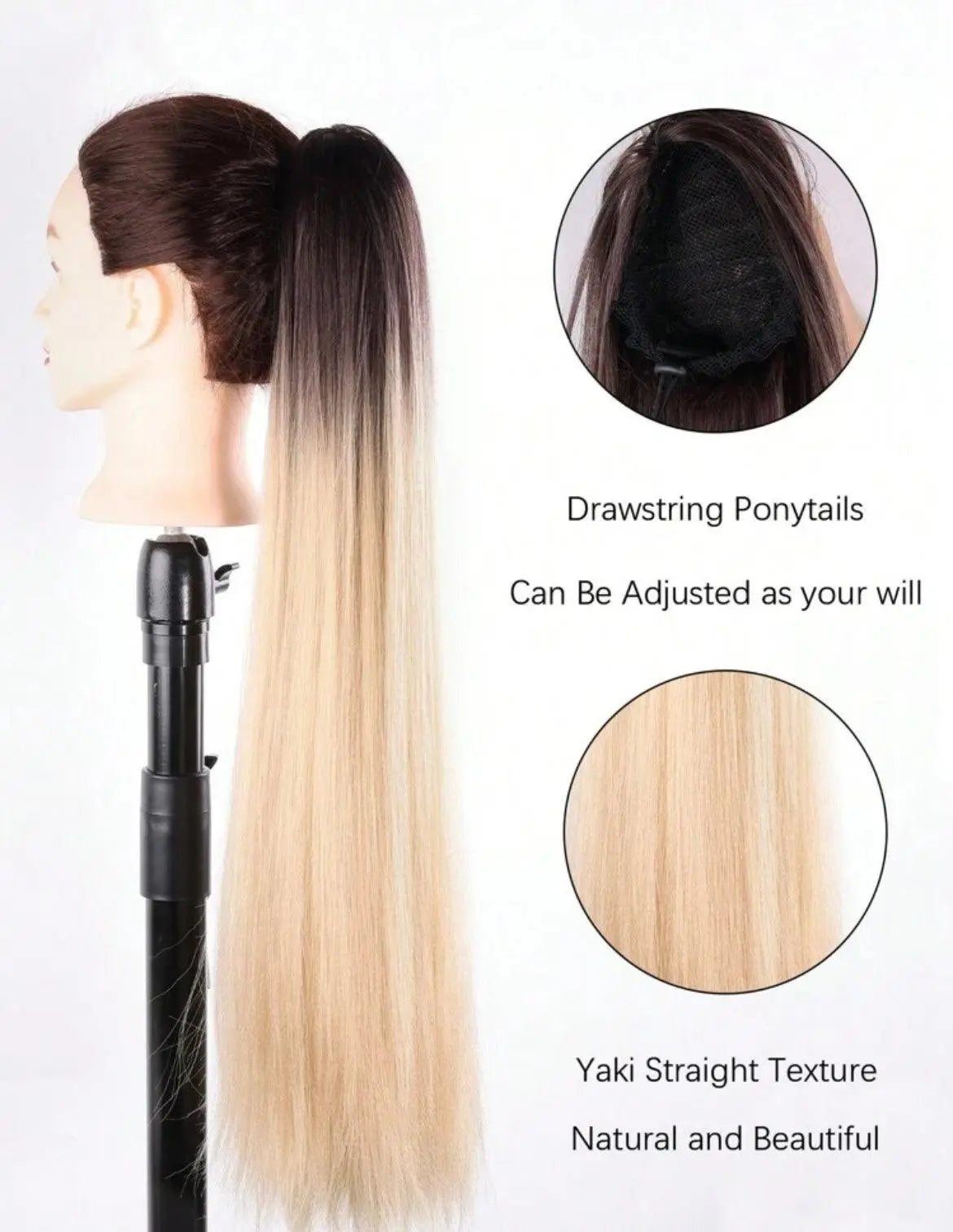 Blonde Ombre Ponytail Extension Long & Straight - High-Quality Synthetic Fiber - Labelle Boutique Hair