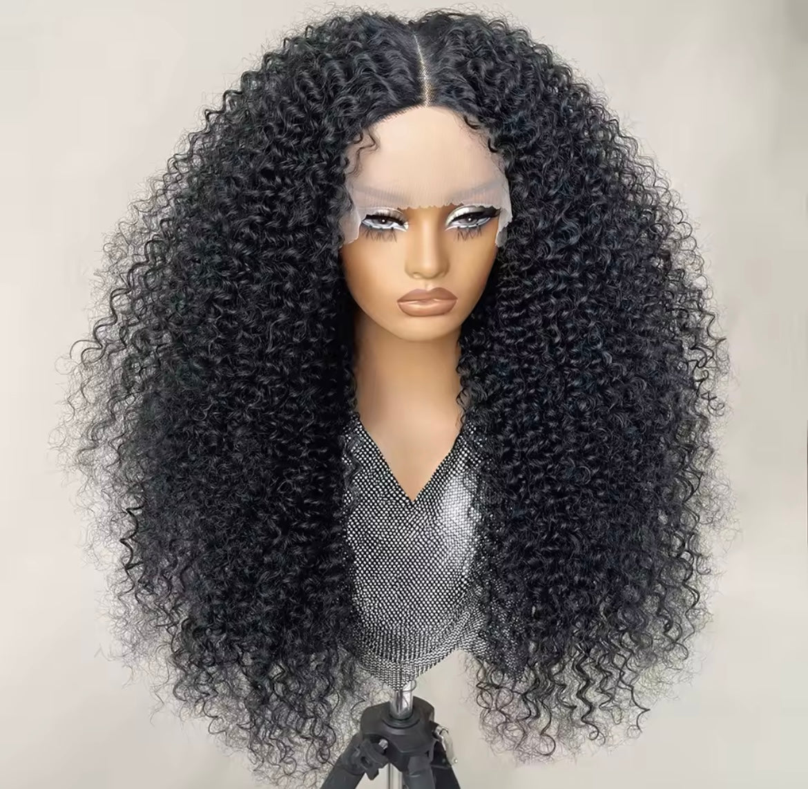 Long Afro Kinky Curly Synthetic Wig Deep Part Lace Front Wig