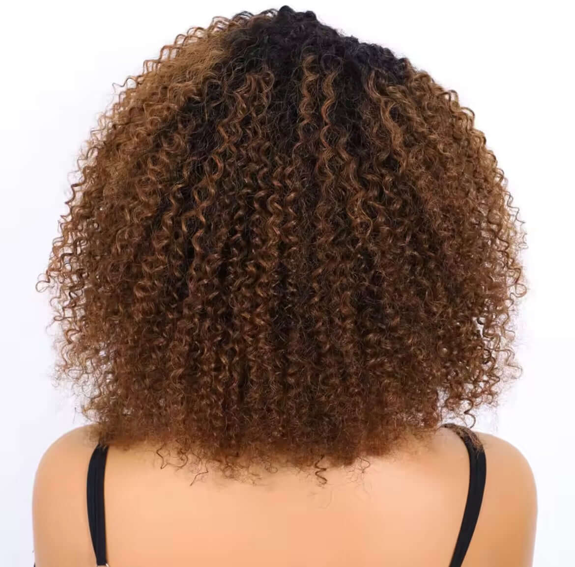 Brown Kinky Curly Bob Human Hair Wigs For Women Glueless Curly Wigs
