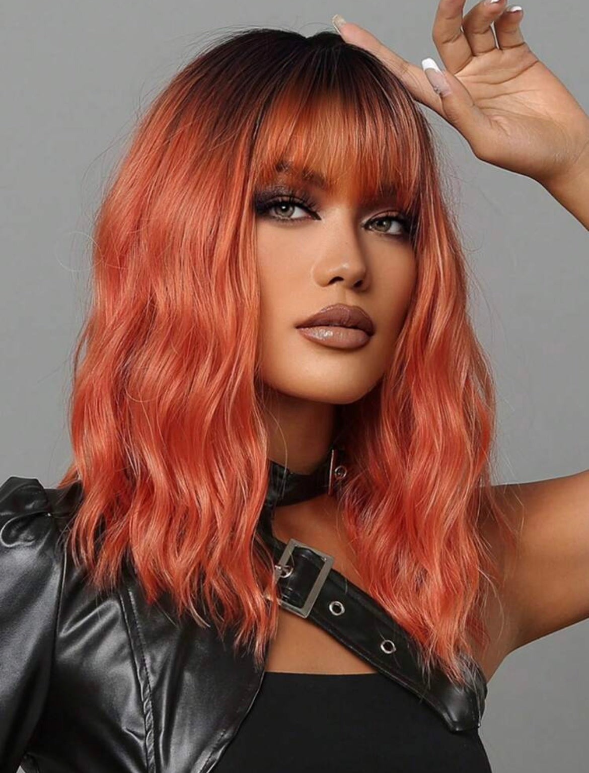 Ombre Orange Wigs Natural Synthetic Wigs with Bangs for Women Halloween Wigs - Labelle Boutique Hair