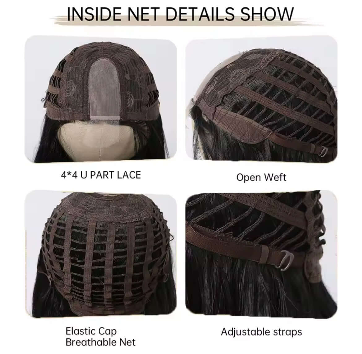 Long Straight Hairline Lace Front Synthetic Wig Brown Mixed White Natural Middle Part