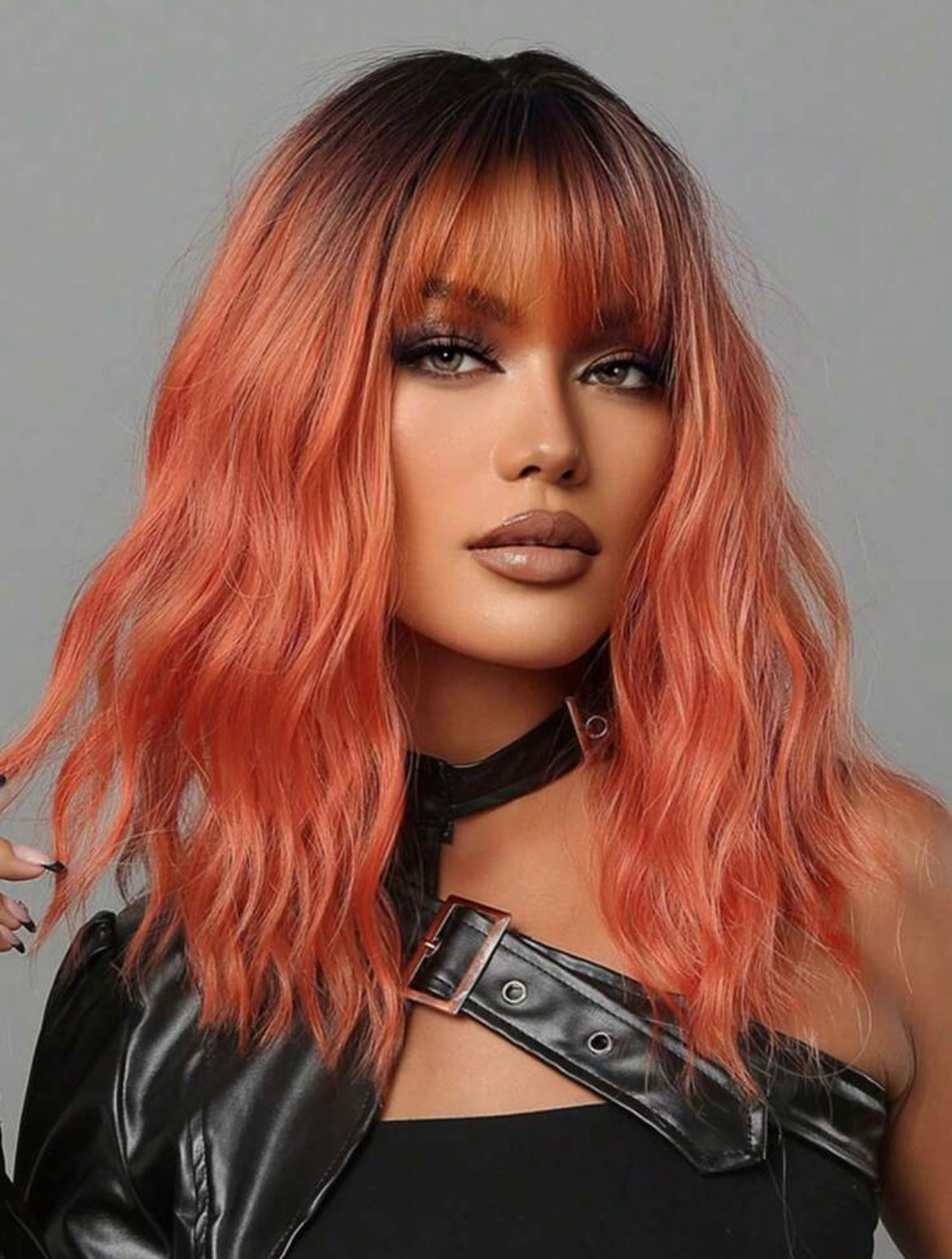 Ombre Orange Wigs Natural Synthetic Wigs with Bangs for Women Halloween Wigs - Labelle Boutique Hair