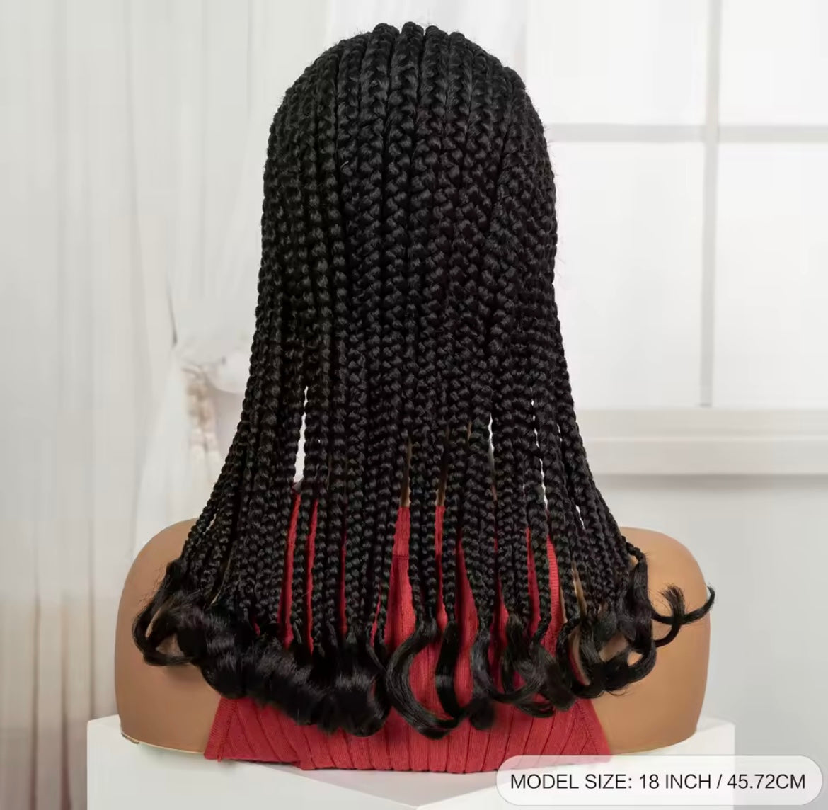 Braided Wig with Wavy Ends Synthetic Full Lace Braided Lace Wig with Baby Hair Knotless Braids Wigs for Black Women