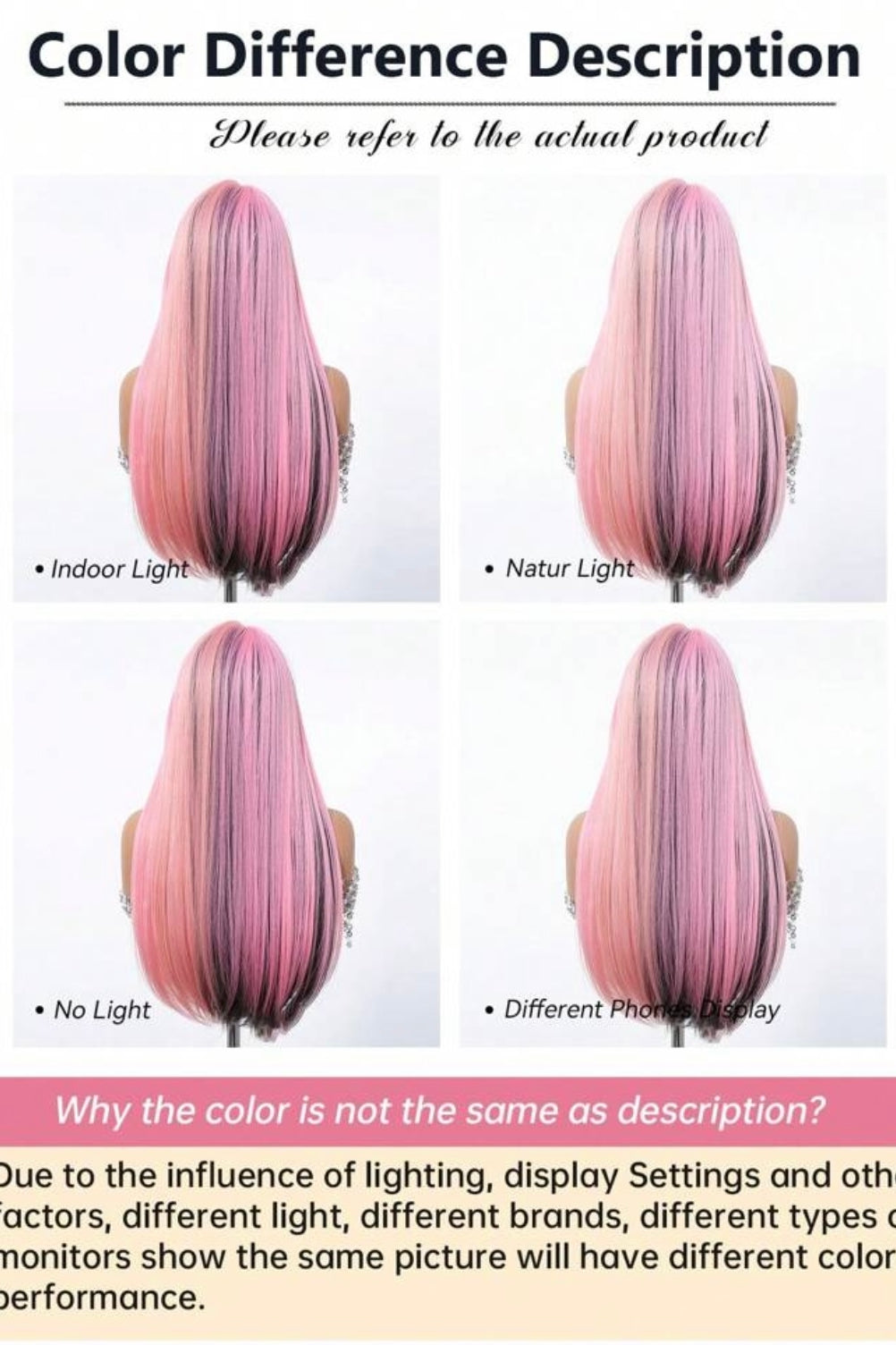 Ombre Black Pink Wig With Bangs Long Straight Wig For Women Natural Synthetic Daily Cosplay Party