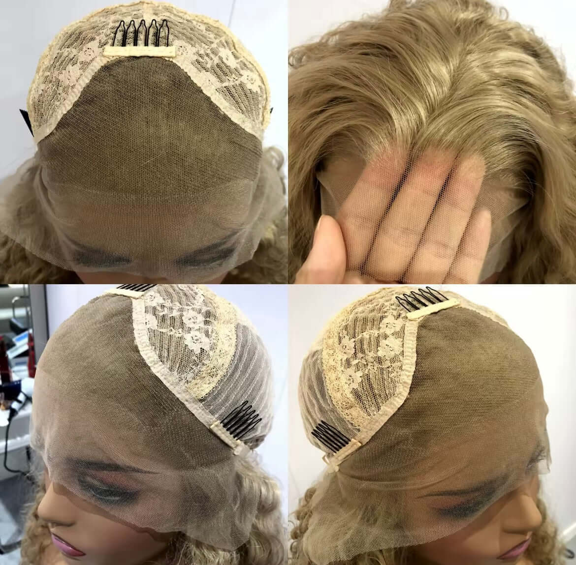 Ash Blonde Wig Long Blonde Curly Wig Synthetic Lace Front Wig Glueless Wigs Ready to Wear