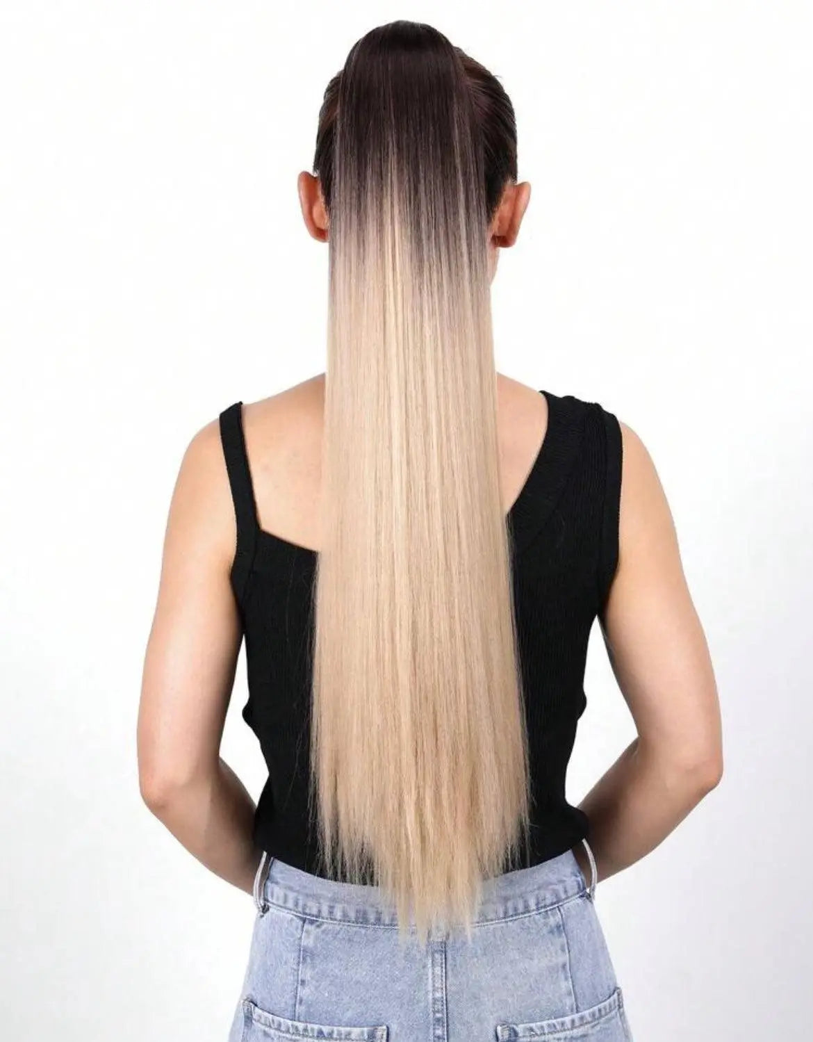 Blonde Ombre Ponytail Extension Long & Straight - High-Quality Synthetic Fiber - Labelle Boutique Hair