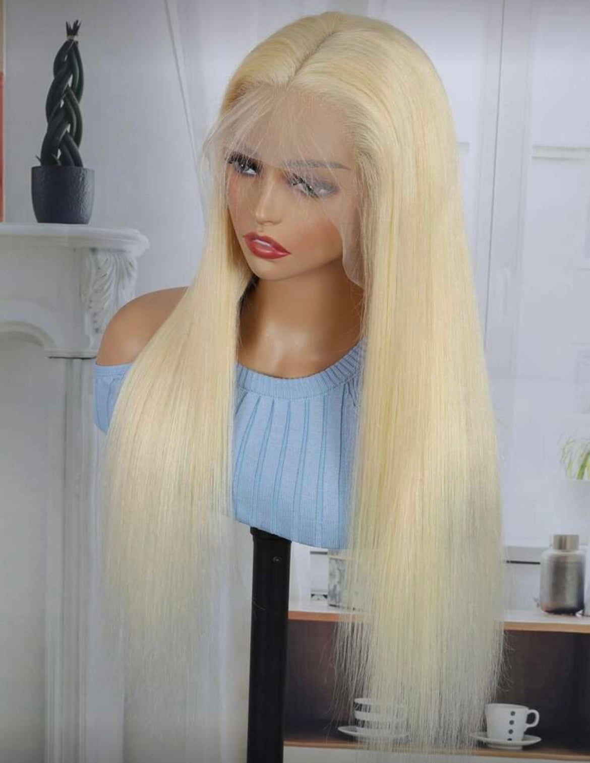 Blonde Straight Lace Front Wig Human Hair Natural Looking For Women Blonde Color