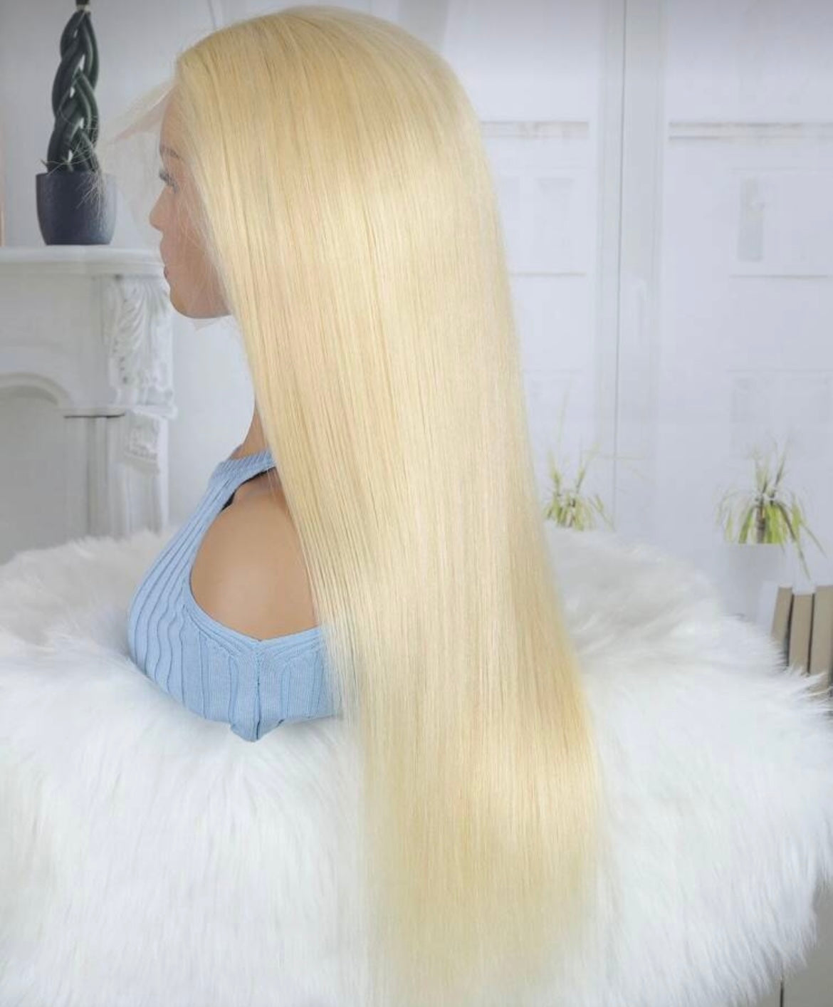Blonde Straight Lace Front Wig Human Hair Natural Looking For Women Blonde Color