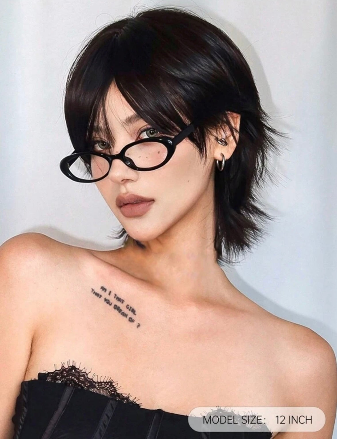 Short Mullet Head Wigs With Bangs Synthetic Straight Hair Wig For Daily Party Cosplay Wigs