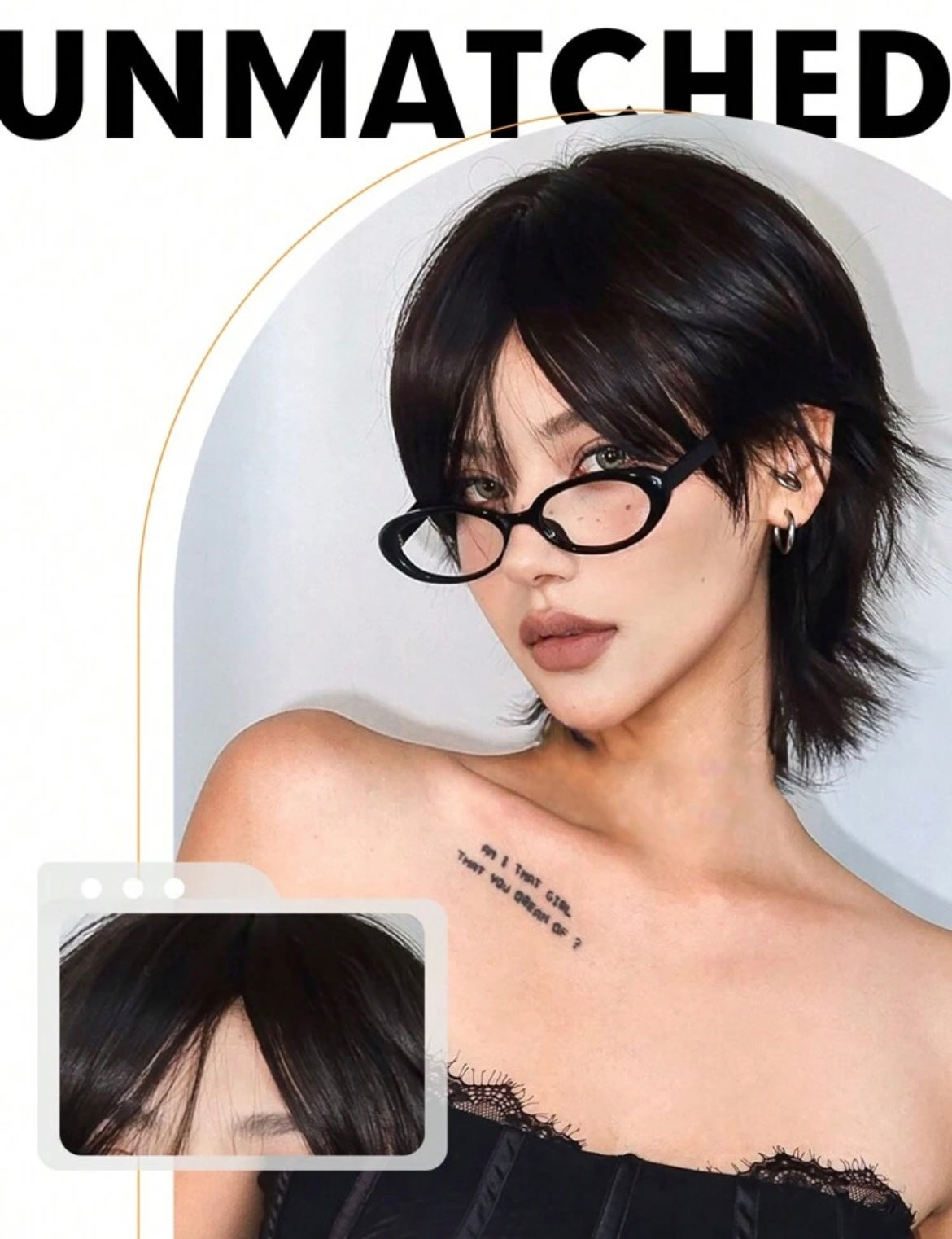 Short Mullet Head Wigs With Bangs Synthetic Straight Hair Wig For Daily Party Cosplay Wigs