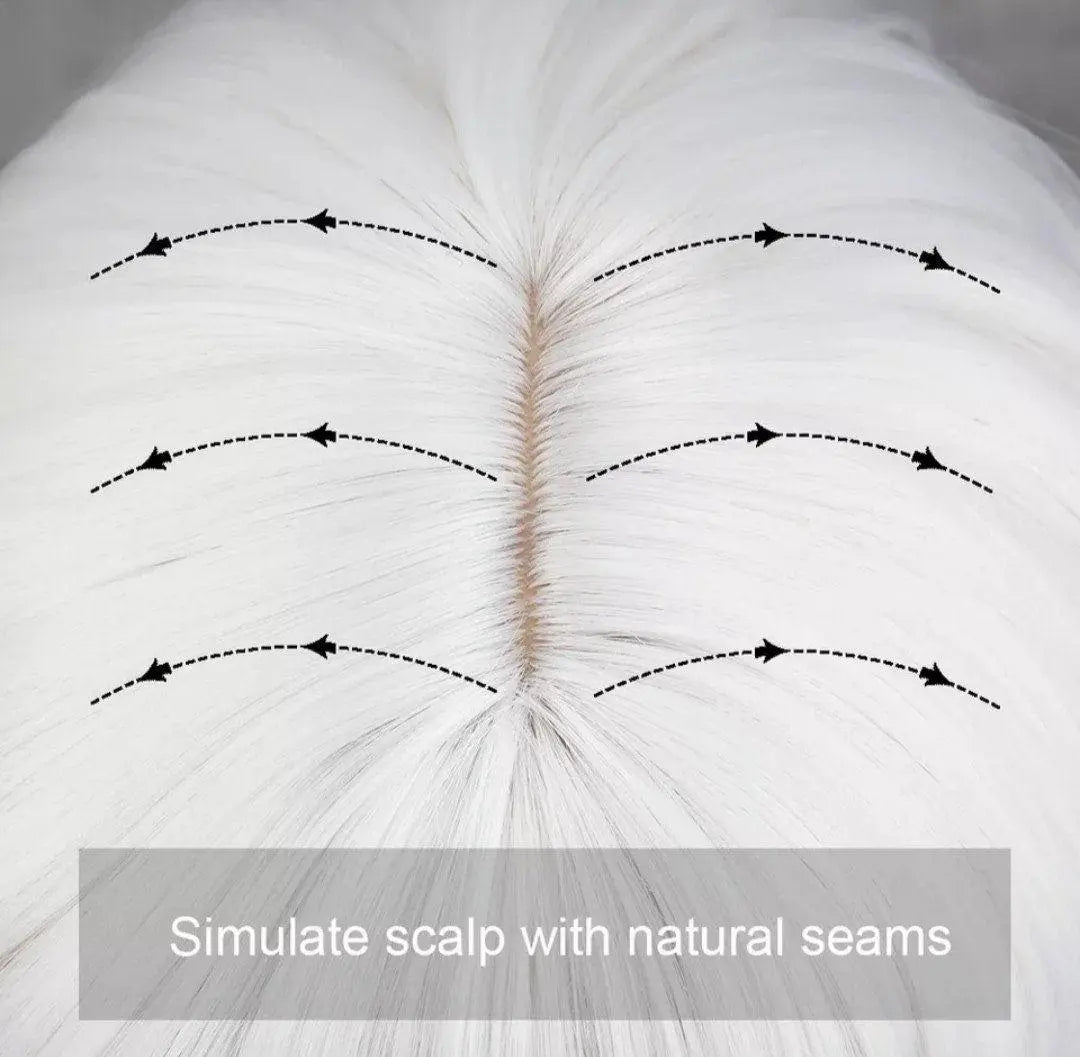 White Short Bob Wig with Bangs Ear-Dyeing Straight Synthetic Wig Short Hair Heat Resistant Wig, Party Cosplay Wig Nature - Labelle Boutique Hair