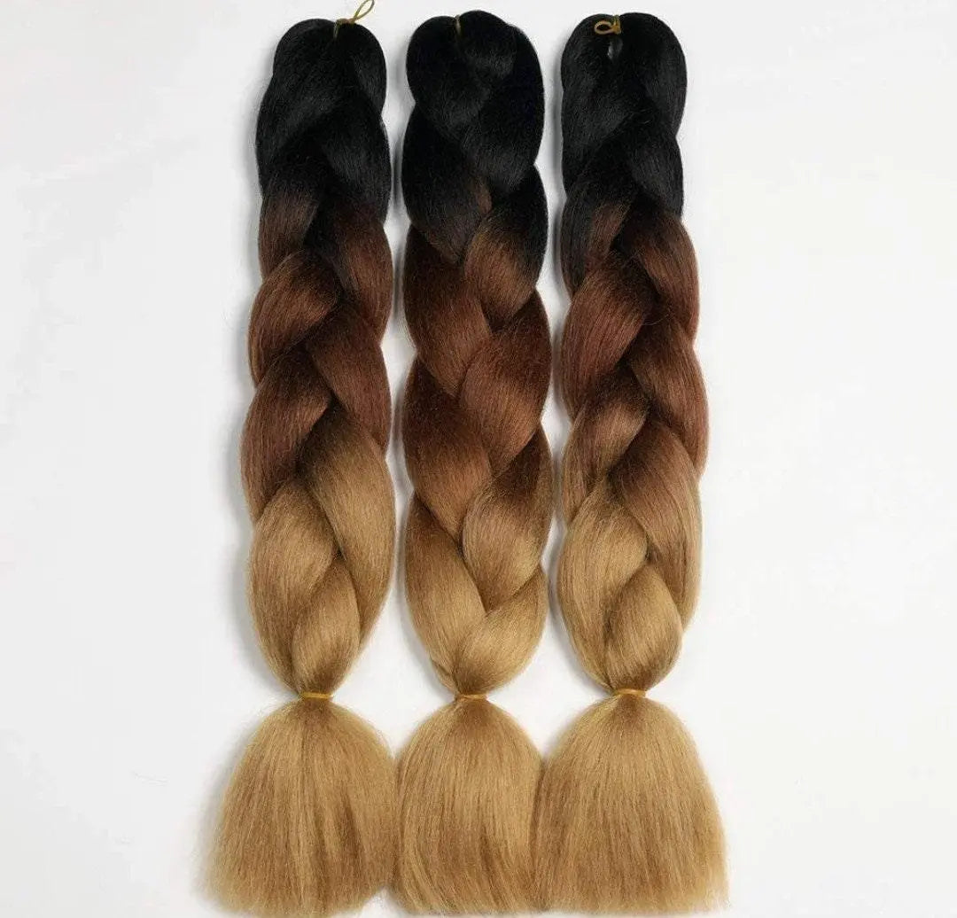Ombre Jumbo Braids, Hair Braiding Hair Kanekalon Synthetic Hair Extensions 60 cm 3 pcs - Labelle Boutique Hair