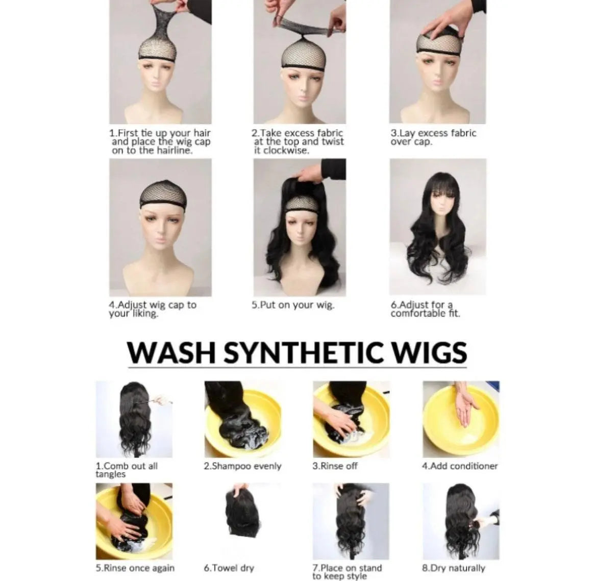 Long Body Wave Synthetic Wig With Bangs - Labelle Boutique Hair