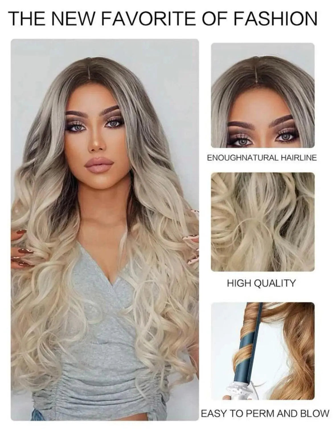 Long Curly Synthetic Gold Wig Light Gold Dark Root Heat Resistant Hair Wig For Black Women - Labelle Boutique Hair