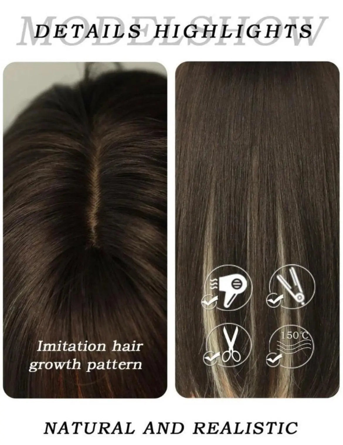 Two Tone Short Straight Synthetic Wig With Bangs - Labelle Boutique Hair