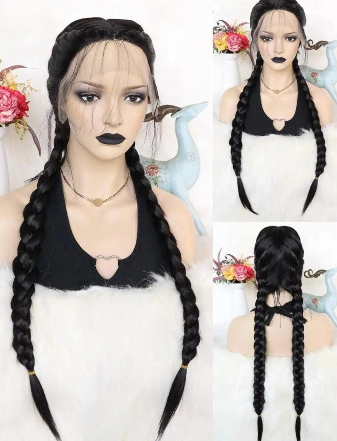 Natural Wavy Black Lace Front Wig | Side parting | Hear Resistant - Labelle Boutique Hair