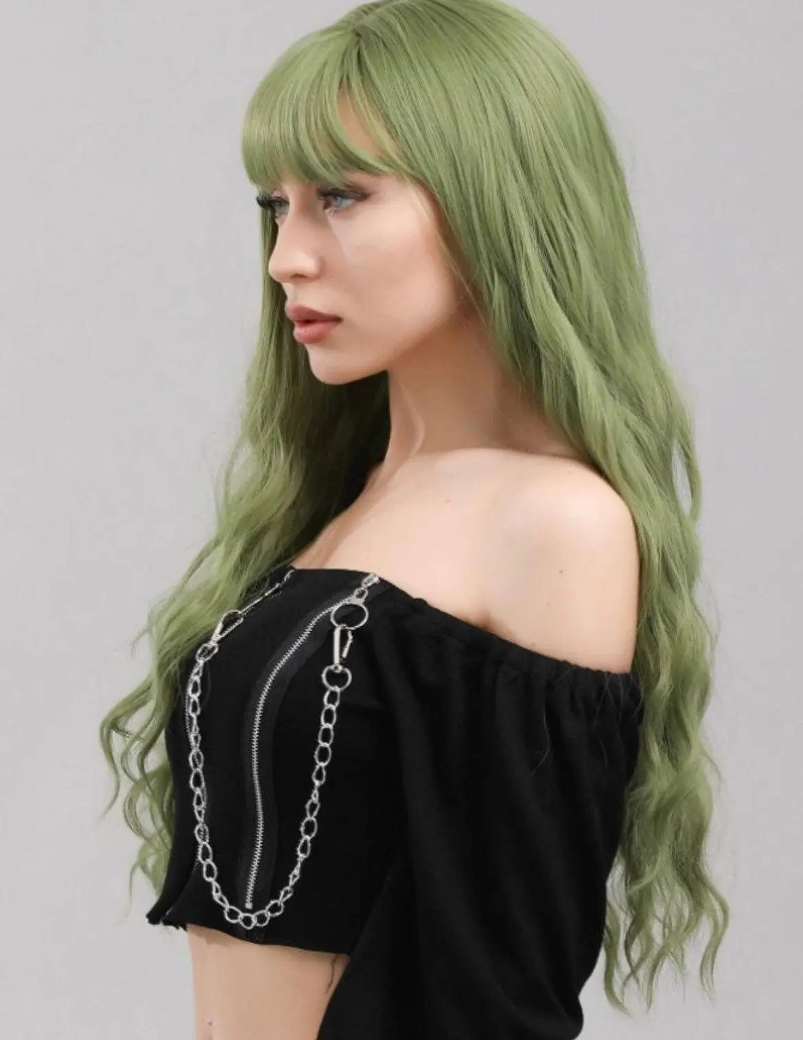 Green Wave Curly Wig Avocado Long Curly Wig Natural Curly Wig Cosplay Wig - Labelle Boutique Hair